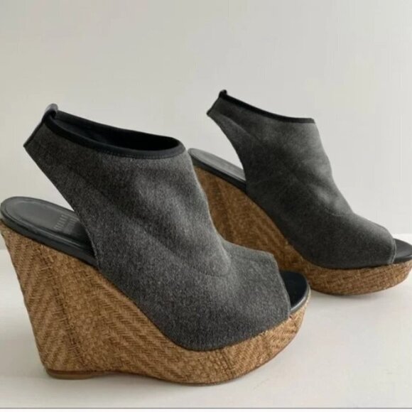 Stuart Weitzman Glover Stretch Wedge Sandal,  Gray  Denim 9 - Picture 2 of 14